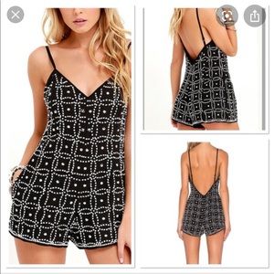 NBD black/white beaded playsuit - S